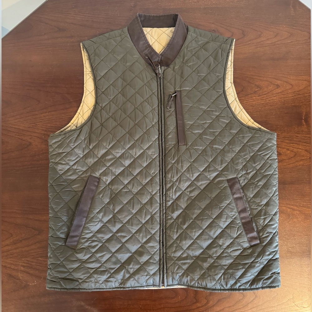 Madison Creek Reversible Quilted Vest - Olive Green/Beige